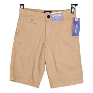 Cherokee Flat-Front Shorts Adjustable Waist Sandstone Kacki Boys 10 NWT Summer